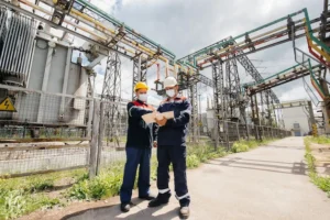 technicians in power generation plant